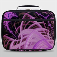 Purple Fractal Artwork Feather Full Print Lunch Bag by Pakrebo