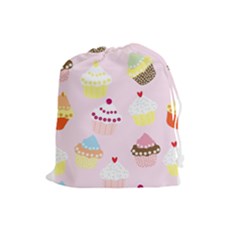 Cupcakes Wallpaper Paper Background Drawstring Pouch (large) by Pakrebo