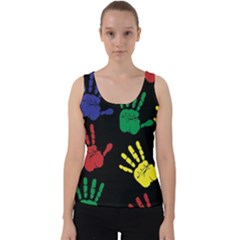 Handprints Hand Print Colourful Velvet Tank Top by Pakrebo