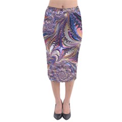 Fractal Artwork Pattern Digital Velvet Midi Pencil Skirt by Pakrebo