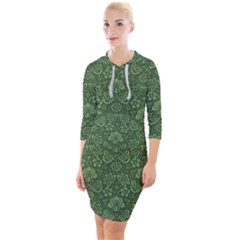 Damask Pattern Victorian Vintage Quarter Sleeve Hood Bodycon Dress by Pakrebo