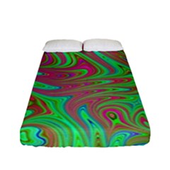 Fractal Art Neon Green Pink Fitted Sheet (full/ Double Size) by Pakrebo