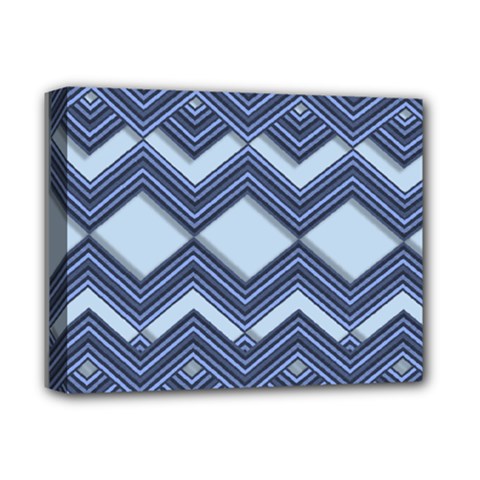 Textile Texture Fabric Zigzag Blue Deluxe Canvas 14  X 11  (stretched) by Pakrebo