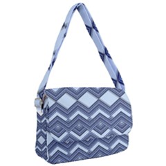 Textile Texture Fabric Zigzag Blue Courier Bag by Pakrebo