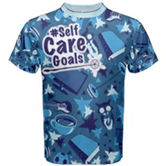 Self Care Goals (blue Pattern) Men s Cotton Tee by TransfiguringAdoptionStore