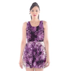 Amethyst Purple Violet Geode Slice Scoop Neck Skater Dress by genx