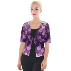 Amethyst Purple Violet Geode Slice Cropped Button Cardigan by genx