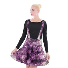 Amethyst Purple Violet Geode Slice Suspender Skater Skirt by genx