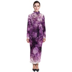 Amethyst Purple Violet Geode Slice Turtleneck Maxi Dress by genx