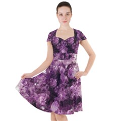 Amethyst Purple Violet Geode Slice Cap Sleeve Midi Dress by genx