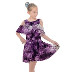 Amethyst Purple Violet Geode Slice Kids  Shoulder Cutout Chiffon Dress by genx