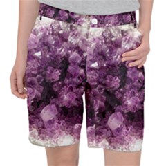 Amethyst Purple Violet Geode Slice Pocket Shorts by genx