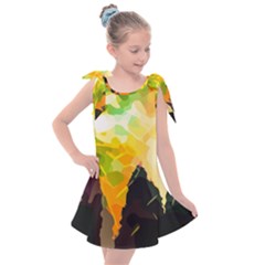 Forest Trees Nature Wood Green Kids  Tie Up Tunic Dress by Pakrebo