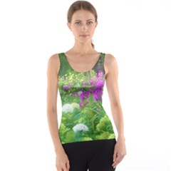 Annabella Hydrangeas And Purple Garden Landscape Tank Top by myrubiogarden