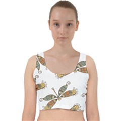 Pattern Dragonfly Background Velvet Racer Back Crop Top by Pakrebo