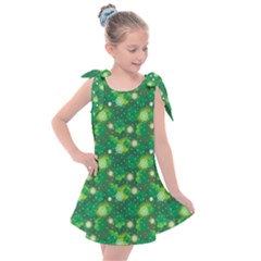 4 Leaf Clover Star Glitter Seamless Kids  Tie Up Tunic Dress by Pakrebo