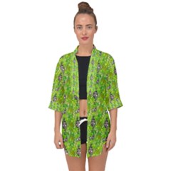 Maple Leaf Plant Seamless Pattern Open Front Chiffon Kimono by Pakrebo