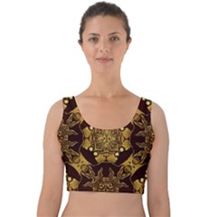 Gold Black Book Cover Ornate Velvet Crop Top by Pakrebo