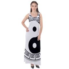 Yin Yang Eastern Asian Philosophy Sleeveless Velour Maxi Dress by Pakrebo