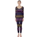 Stripes Pink Yellow Purple Grey Long Sleeve Catsuit View1