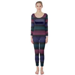 Stripes Pink Purple Teal Grey Long Sleeve Catsuit by BrightVibesDesign