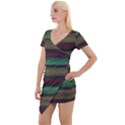 Stripes Green Red Yellow Grey Short Sleeve Asymmetric Mini Dress View1