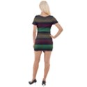 Stripes Green Red Yellow Grey Short Sleeve Asymmetric Mini Dress View2