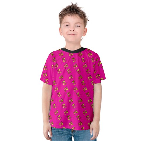 No Step On Snek Pattern Pink Background Meme Kids  Cotton Tee by snek