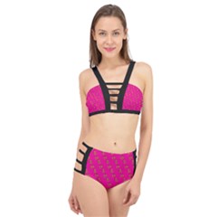 No Step On Snek Pattern Pink Background Meme Cage Up Bikini Set by snek