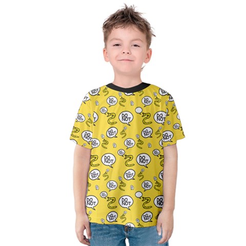 No Step On Snek Do Not Bubble Speech Pattern Yellow Background Meme Kids  Cotton Tee by snek