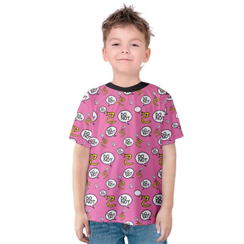 No Step On Snek Do Not Bubble Speech Pattern Pink Background Meme Kids  Cotton Tee by snek