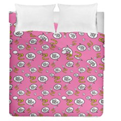 No Step On Snek Do Not Bubble Speech Pattern Pink Background Meme Duvet Cover Double Side (queen Size) by snek