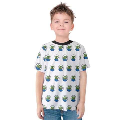 Apu Apustaja With Banana Phone Wall Eyed Pepe The Frog Pattern Kekistan Kids  Cotton Tee by snek