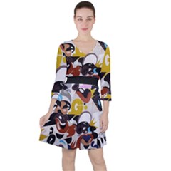 Graffiti Urban Colorful Graffiti City Wall Hip Hop Music Singers Ruffle Dress by genx