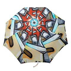 Blue Face King Graffiti Street Art Urban Blue And Orange Face Abstract Hiphop Folding Umbrellas by genx