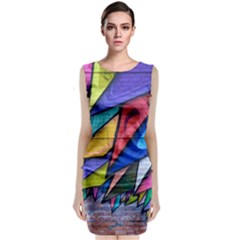 Urban Colorful Graffiti Brick Wall Industrial Scale Abstract Pattern Classic Sleeveless Midi Dress by genx