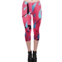 Graffiti watermelon pink with light blue drops retro Capri Leggings  View1