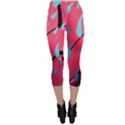 Graffiti watermelon pink with light blue drops retro Capri Leggings  View2