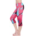 Graffiti watermelon pink with light blue drops retro Capri Leggings  View3