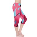 Graffiti watermelon pink with light blue drops retro Capri Leggings  View4