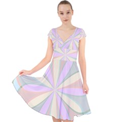 Flower Stained Glass Window Symmetry Cap Sleeve Front Wrap Midi Dress by Pakrebo