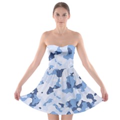 Standard Light Blue Camouflage Army Military Strapless Bra Top Dress by snek