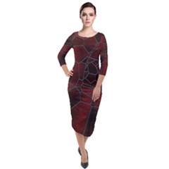 Mosaic Glass Glass Mosaic Colorful Quarter Sleeve Midi Velour Bodycon Dress by Pakrebo