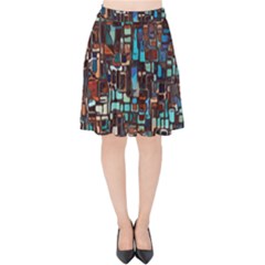 Stained Glass Mosaic Abstract Velvet High Waist Skirt by Pakrebo