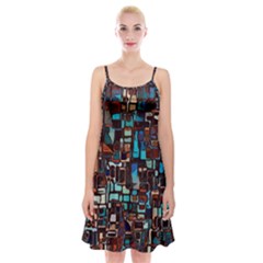 Stained Glass Mosaic Abstract Spaghetti Strap Velvet Dress by Pakrebo