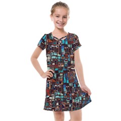 Stained Glass Mosaic Abstract Kids  Cross Web Dress by Pakrebo