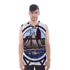 Window Image Stained Glass Men s Basketball Tank Top by Pakrebo