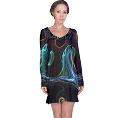 Abstract Background Pattern Long Sleeve Nightdress by Pakrebo