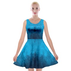 Deep Ocean Velvet Skater Dress by LoolyElzayat