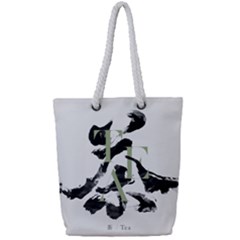 Tea Calligraphy Full Print Rope Handle Tote (small) by EMWdesign